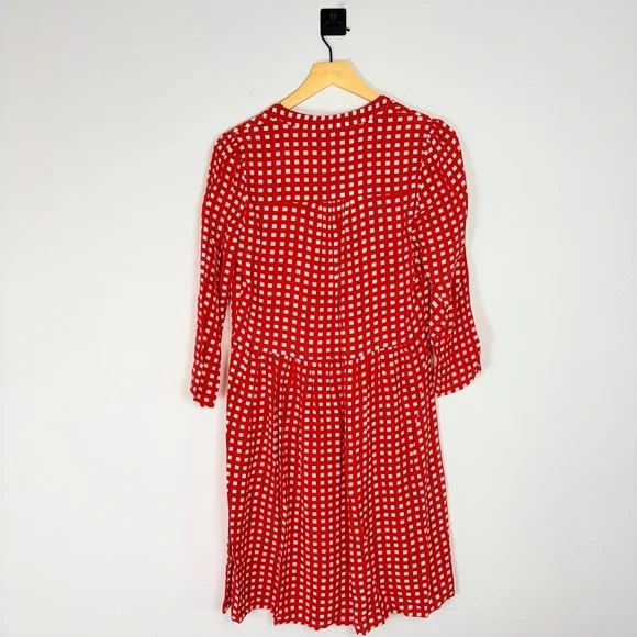 Maeve Anthropologie Red White Gingham Check V-Neck Mini Dress XS Picnic Spring - Picture 7 of 7